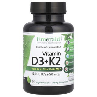 Emerald Laboratories, Vitamina D3 + K2, 60 cápsulas vegetales