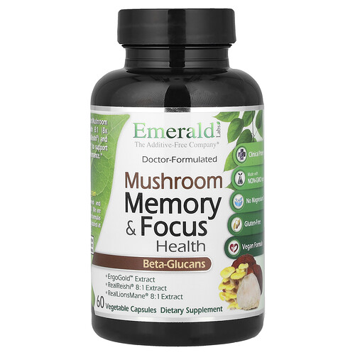 Emerald Laboratories Mushroom Memory & Focus Health, 60 Vegetable Capsules