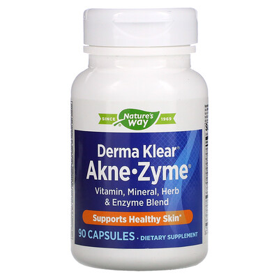 

Nature's Way Derma Klear Akne-Zyme, для здоровья кожи, 90 капсул