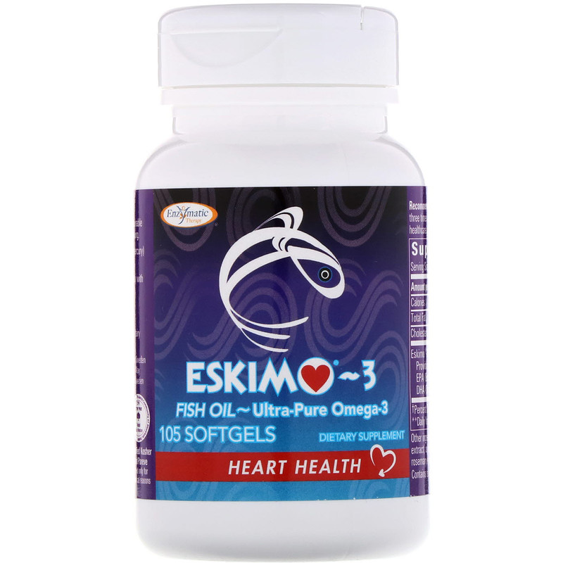 Enzymatic Therapy, Eskimo3, UltraPure Omega3, 105 Softgels iHerb