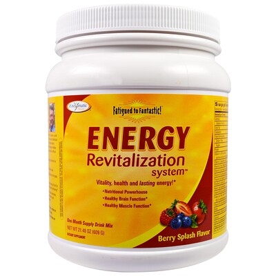 Enzymatic Therapy Fatigued to Fantastic!, Energy Revitalization System, Berry Splash Flavor, 1,3 фунта (609 г)