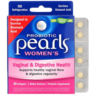 Nature's Way Probiotic Pearls для женщин, вагинальное здоровье и здоровье кишечника, 30 мягких желатиновых капсул