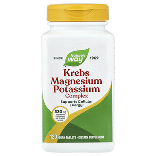 Nature's Way, Krebs, Complexe de magnésium et de potassium, 120 comprimés vegan