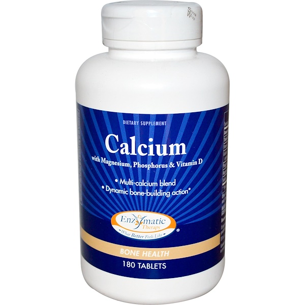 Enzymatic Therapy, Calcium, With Magnesium, Phosphorus & Vitamin D, 180 ...