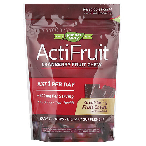 Nature's Way ActiFruit™, Cranberry Fruit Chew, 500 mg, 20 Soft Chews