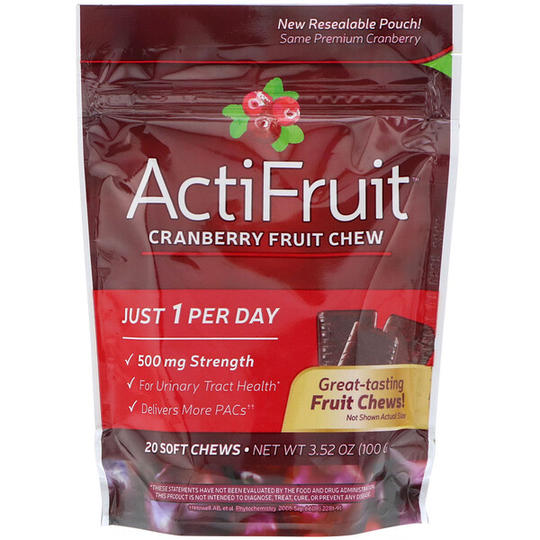 Enzymatic Therapy, ActiFruit, Cranberry Fruit Chew, 20 Soft Chews
