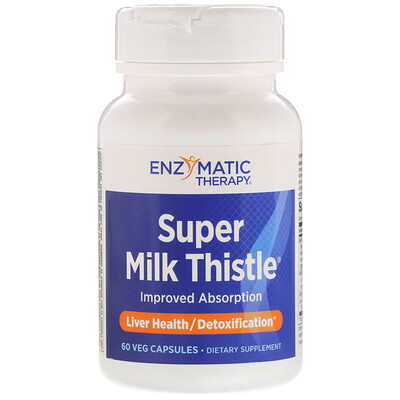 

Enzymatic Therapy Super Milk Thistle, 60 вегетарианских капсул