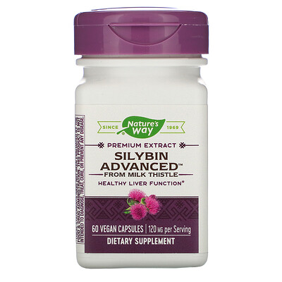 Nature's Way Silybin Advanced from Milk Thistle, 120 mg, 60 Vegan Capsules