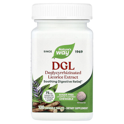 Nature's Way, DGL, Regaliz, 100 comprimidos masticables