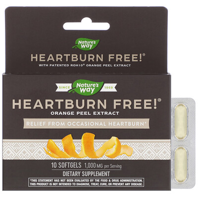 

Nature's Way HEARTBURN FREE!, 1,000 mg, 10 Softgels