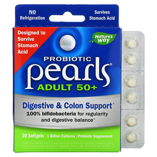 Enzymatic Therapy‏, Probiotic Pearls Adult 50+, 30 Softgels