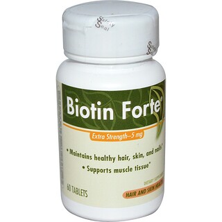 Enzymatic Therapy, Биотин Форте, Повышенная сила действия, 5 мг, 60 таблеток