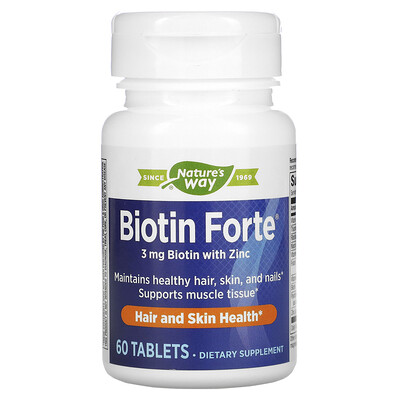 Enzymatic Therapy Biotin Forte with Zinc, 3 mg, 60 Tablets