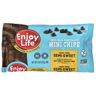 Enjoy Life Foods, Minichipsy wykonane w 100% z prawdziwej czekolady, półsłodkie, 255 g