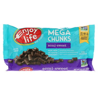 Enjoy Life Foods Mega Chunks, Полусладкий шоколад, 10 унций (283 г)