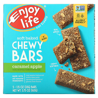 Enjoy Life Foods Soft Baked Chewy Bars Caramel Apple 5 Bars 1.15 oz (33 g) Each