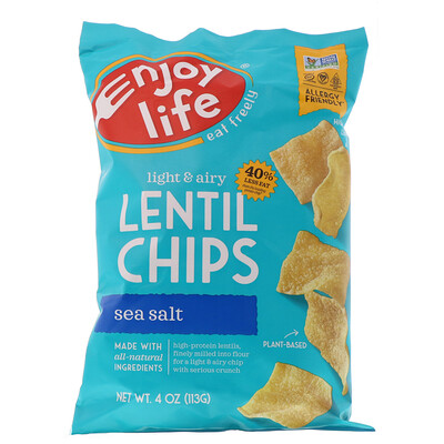 Enjoy Life Foods Light & Airy Lentil Chips, Sea Salt, 4 oz (113 g)