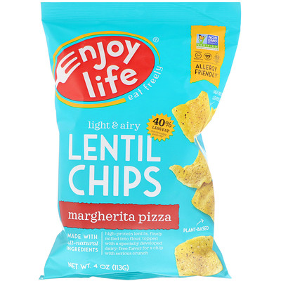 Enjoy Life Foods Plentils, чечевичные чипсы со вкусом пиццы "Маргарита", 4 унц. (113 г)