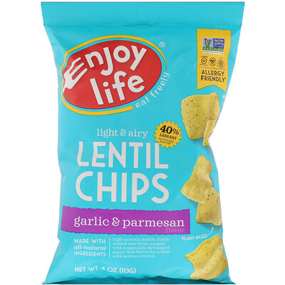 Enjoy Life Foods Light & Airy Lentil Chips, Garlic & Parmesan Flavor, 4 oz (113 g)