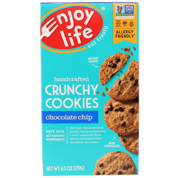 Handcrafted Crunchy Cookies, Chocolate Chip, 6.3 oz (179 g)