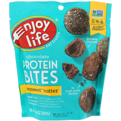 Enjoy Life Foods Шоколадные протеиновые батончики, масло подсолнечника, 6,4 унц. (180 г)