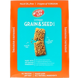 Отзывы о Энджой Лайф фудс, Crispy Grain & Seed Bars, Banana Caramel, 12 Bars, 1.76 oz (50 g) Each