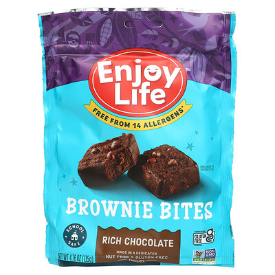 Enjoy Life Foods Chocolate Brownie Bites, Насыщенный шоколад, 4,76 унции (135 г)
