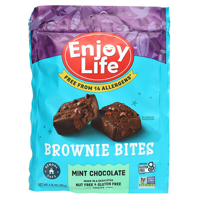 Enjoy Life Foods Chocolate Brownie Bites, мятный шоколад, 135 г (4,76 унции)
