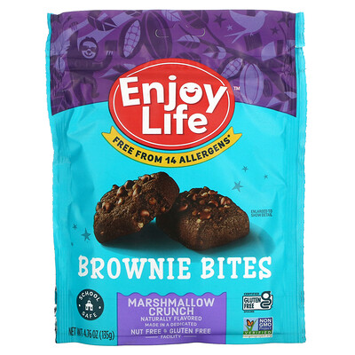 Enjoy Life Foods Chocolate Brownie Bites, хрустящий зефир, 4,76 унции (135 г)
