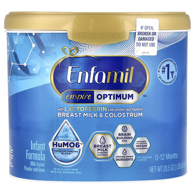 Enfamil, Enspire Optimum™, Fórmula para bebés, Fórmula a base de leche en polvo con hierro, De 0 a 12 meses, 581 g (20,5 oz)