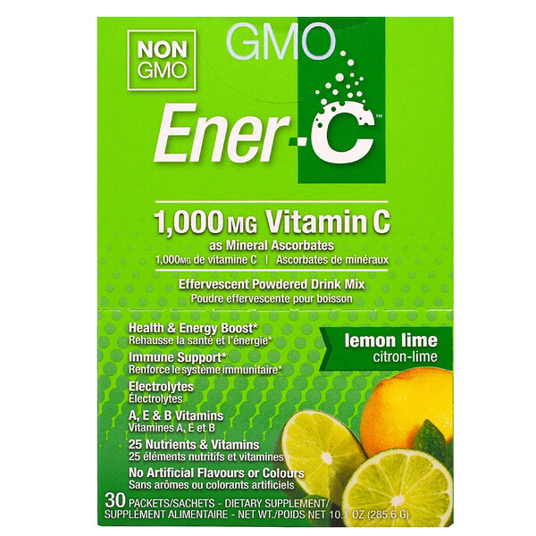 EnerC, Vitamin C, Effervescent Powdered Drink Mix, Lemon Lime, 30