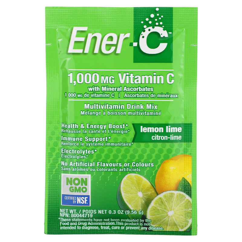 EnerC, Vitamin C, Multivitamin Drink Mix, Lemon Lime, 1,000 mg, 30