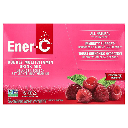 Ener-C, Bubbly Multivitamin Drink Mix, Raspberry, 30 Packets, 0.3 oz (9.28 g) Each