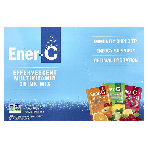 Ener-C, Bubbly Multi-Vitamin Drink Mix, sprudelnde Multivitamin-Trinkmischung, Sortenpackung, 1.000 mg, 30 Päckchen, 282,9 g (9,9 oz.)
