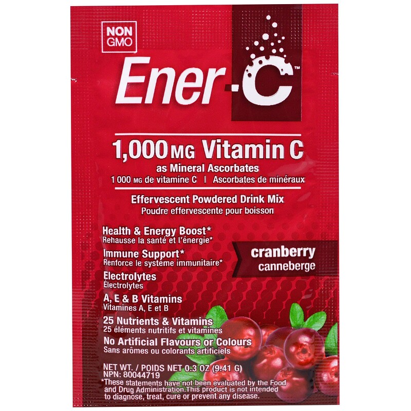 EnerC, Vitamin C, Effervescent Powdered Drink Mix, Cranberry, 30