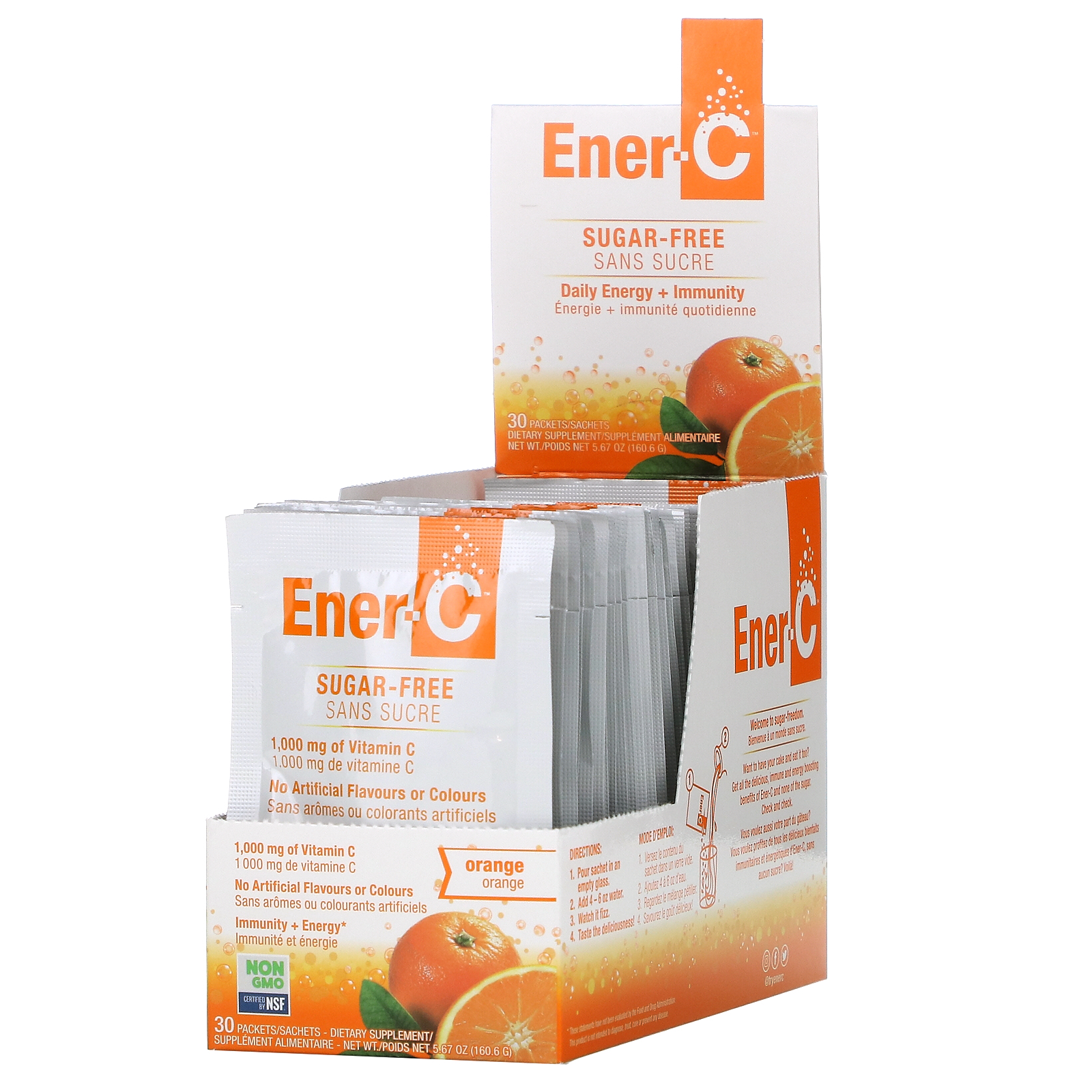 Ener C Vitamin C Multivitamin Drink Mix Sugar Free Orange 1 000 Mg 30 Packets 0 2 Oz 5 35 G Each Iherb