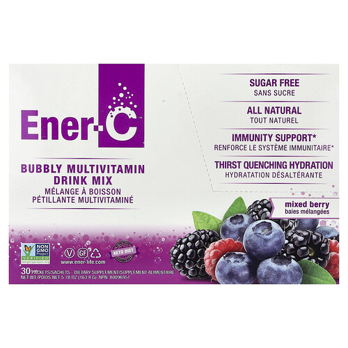 Ener-C, Bubbly Multivitamin Drink Mix, Mixed Berry, 30 Packets, 0.2 oz (5.46 g) Each