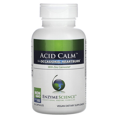 

Enzyme Science, Acid Calm with Zinc Carnosine, 90 Capsules