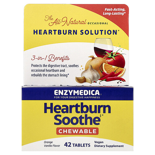 Enzymedica, Sodbrennens-Soothing-Kauprämie, Orangen-Vanille, 42 Tabletten