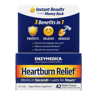 Enzymedica Heartburn Relief, Vanilla-Orange Flavored, 42 Relief Chews