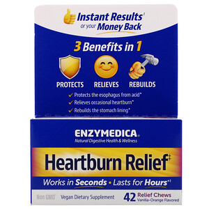 Отзывы о Энзаймедика, Heartburn Relief, Vanilla-Orange Flavored, 42 Relief Chews