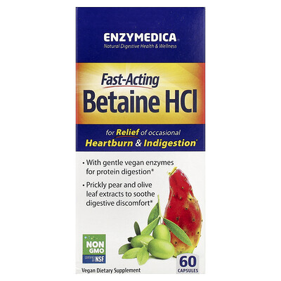 Enzymedica FastActing Betaine HCl 60 Capsules