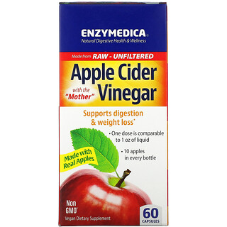 Enzymedica, Vinagre de sidra de manzana, 60 cápsulas