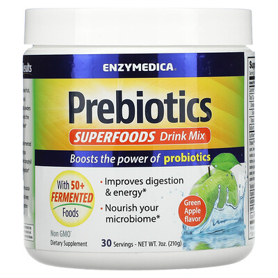 

Enzymedica, Prebiotics Superfoods Drink Mix, Green Apple, 7 oz (210 g)