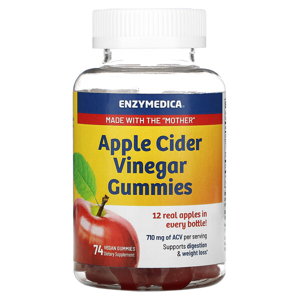 Enzymedica, Apple Cider Vinegar Gummies, With Mother, 74 Vegan Gummies