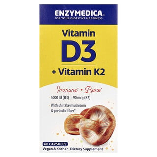 Enzymedica, Vitamina D3 y vitamina K2, 60 cápsulas