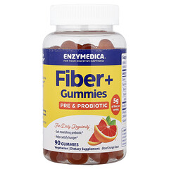 Fiber+ Gummies, пребіотики й пребіотики, червоний апельсин, 90 жувальних мармеладок