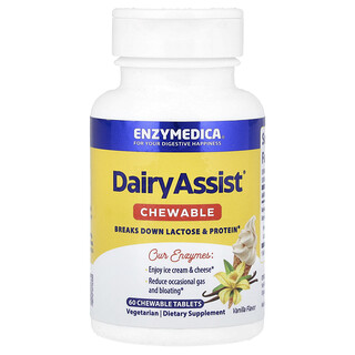 Enzymedica, DairyAssist® 咀嚼片，香草，60 片咀嚼片