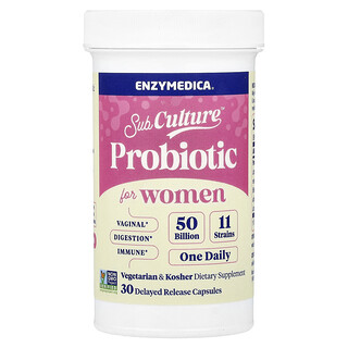 Enzymedica, Probiótico para mujeres SubCulture™, 50.000 millones, 30 cápsulas de liberación retardada