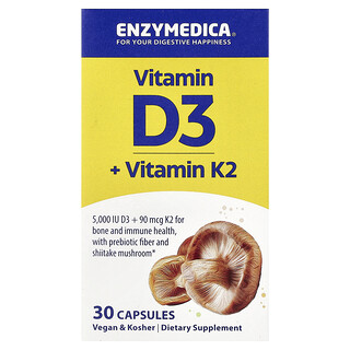 Enzymedica, Vitamin D3 + Vitamin K2, 30 Capsules